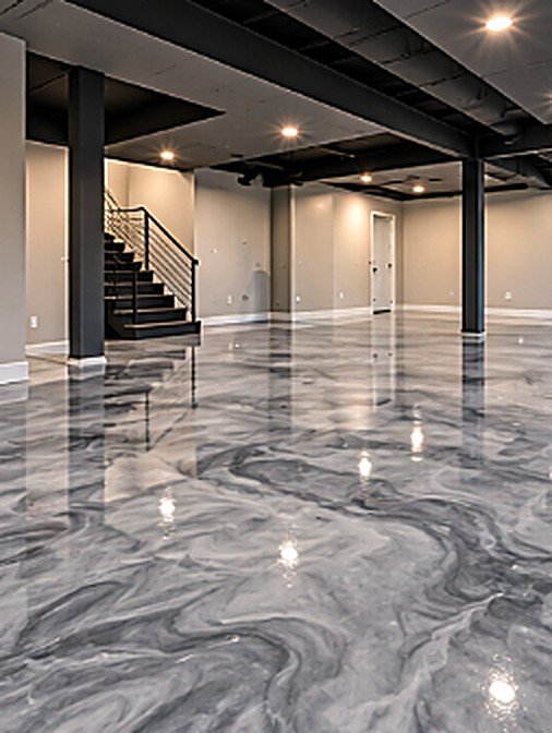 Metallic Epoxy Basement after epoxy installation