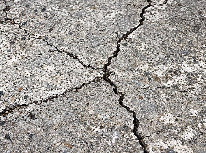 Cracked concrete slab that needs repair before epoxy